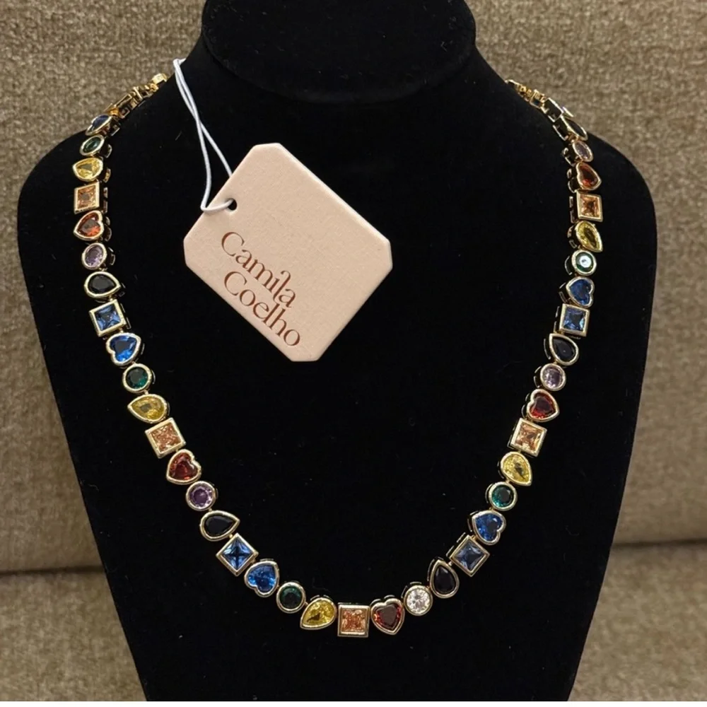 NWT Camila Coelho Gemstone Jewel Bejeweled Multicolor Rainbow Gold
Necklace - Picture 1 of 2